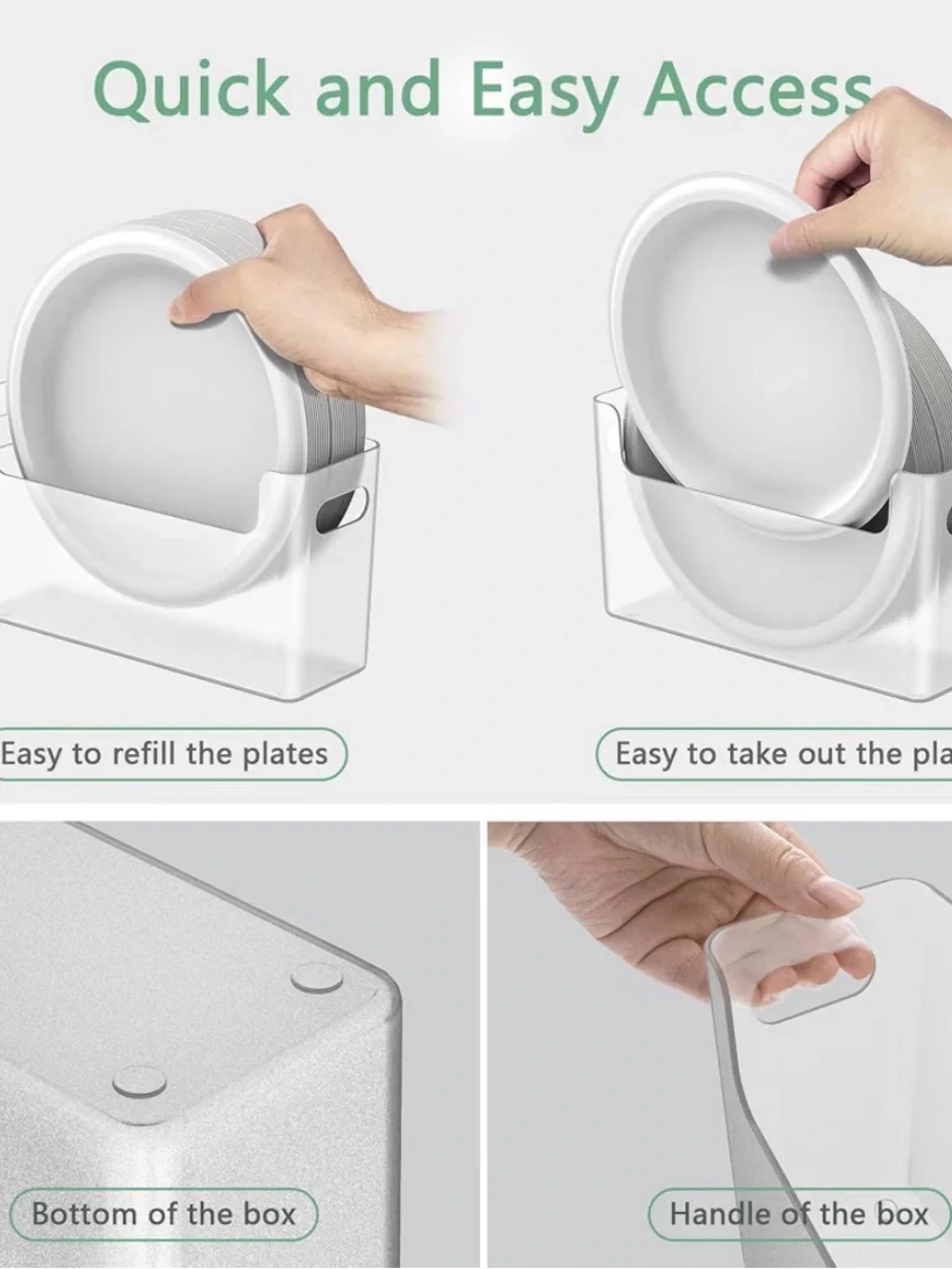 2Pcs Plate Dispenser for 6-9.5 Inch Disposable Plates, Space-Saving Plastic